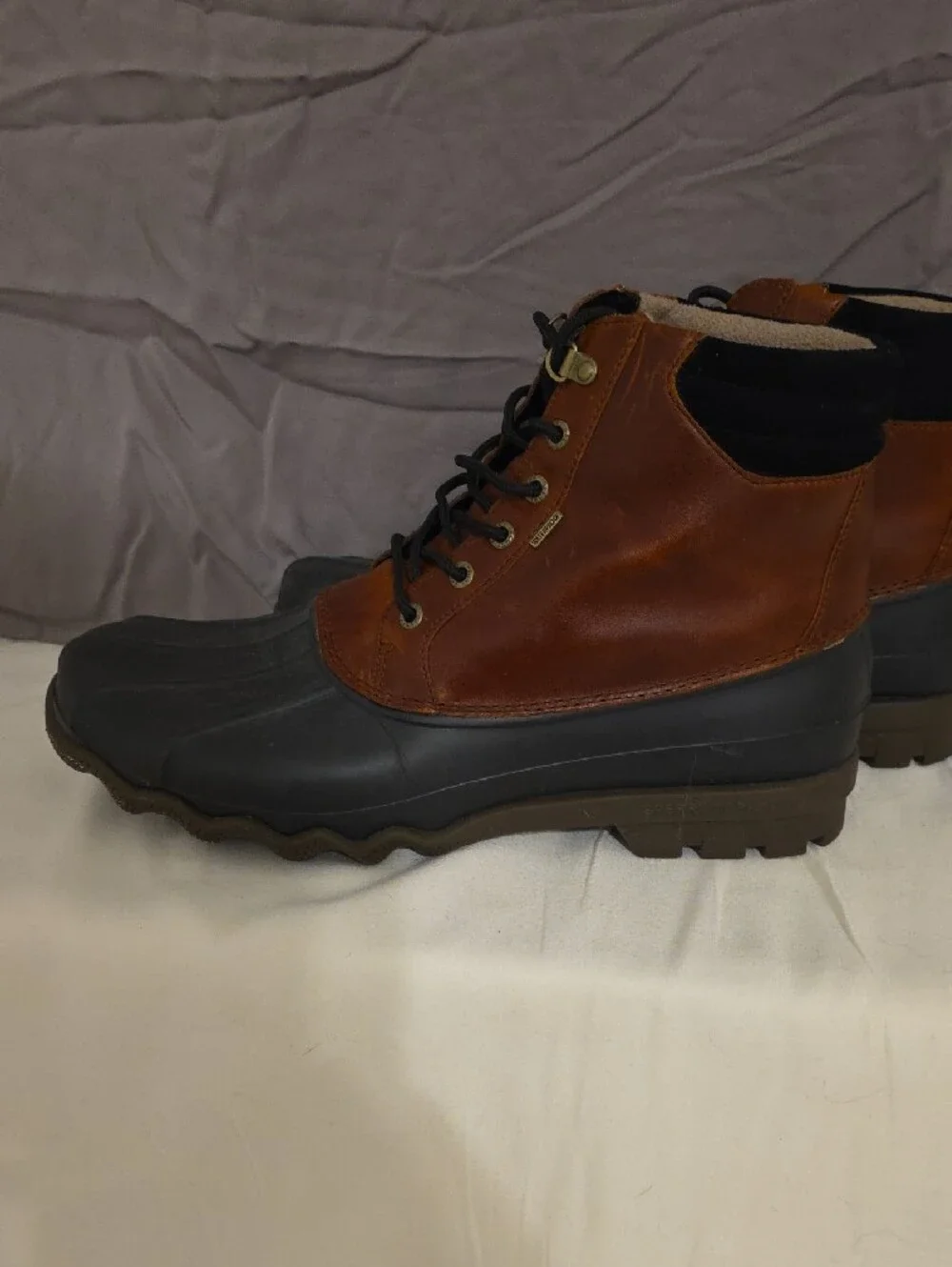 Sperry Brown Leather and Black Rubber Duck Boots